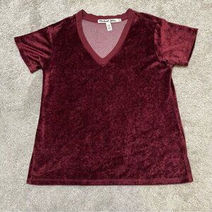 Michael Stars Anthropolgie Maroon Velvet V-Neck Top Size XS